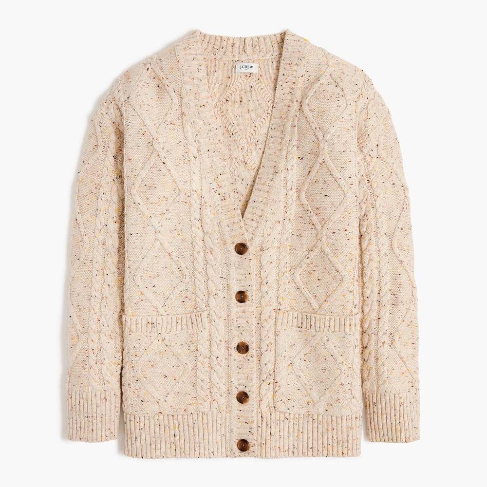 j. crew factory • donegal long cable-knit cardigan